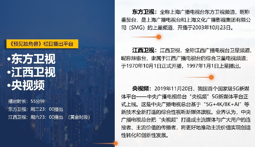 东方卫视、江西卫视、央视频联袂打造《预见独角兽》电视创投节目！